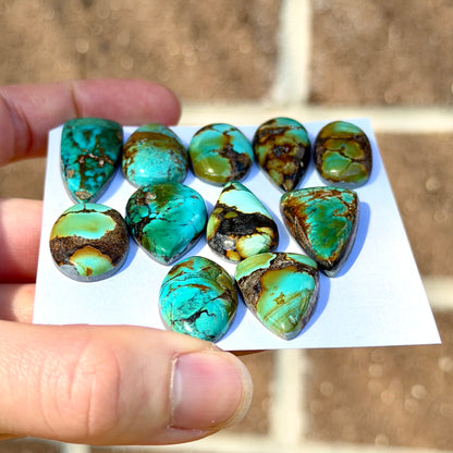 Bamboo Mountain Hubei Turquoise (Blue/Green with Brown splashes) Cabochon Smooth (Backed) - Choose your Stone (W10-EY)