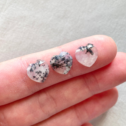 10x10mm Dendritic Agate Heart Briolette Beads (Rose Cut) - Choose your Stone (W10)