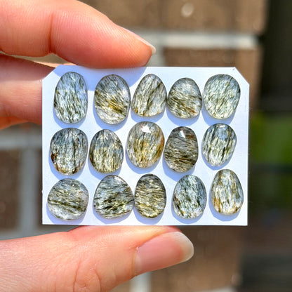 10-12mm Green Rutilated Quartz Cabochon Rose cut - Choose your Stone (W5)