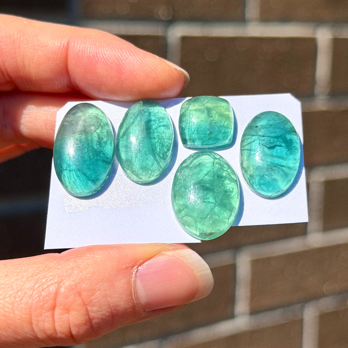 11-22mm Green Fluorite Cabochon Smooth - Choose your Stone (W7)