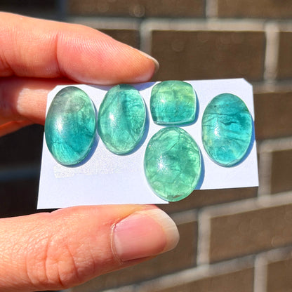 11-22mm Green Fluorite Cabochon Smooth - Choose your Stone (W7)