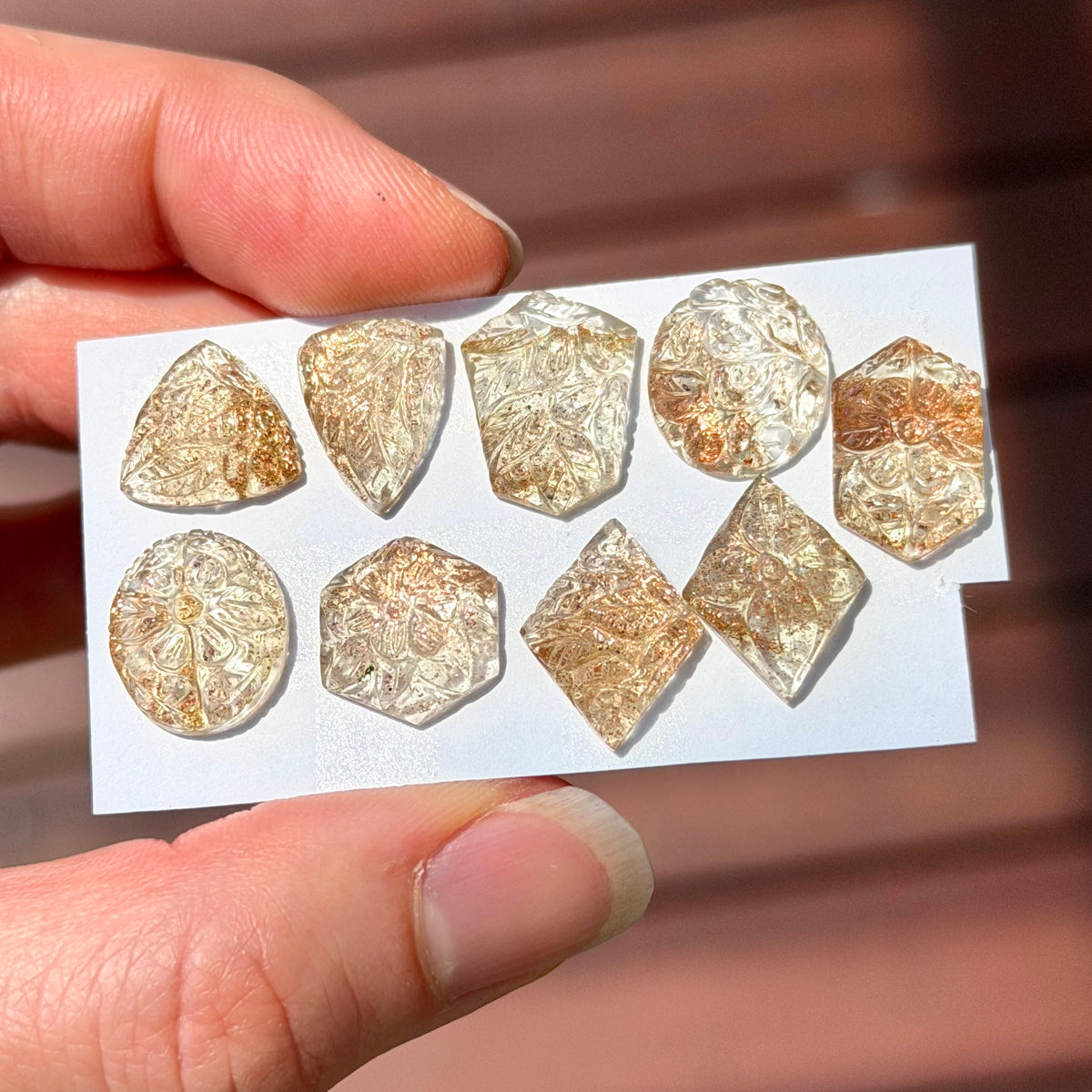Mini Goldstone Floral/Botanical Carved Cabochon - Choose your Stone (W17)