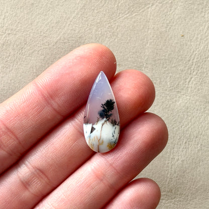 ‘Lone Pine' Dendritic Opal Agate Teardrop Cabochon - 25mm x 11mm (W3)