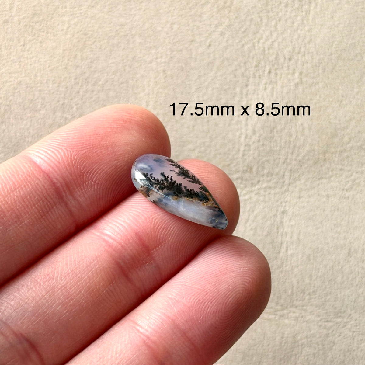 ‘Rooted Together' Dendritic Opal Agate Teardrop Cabochon - 17.5mm x 8.5mm (W3)