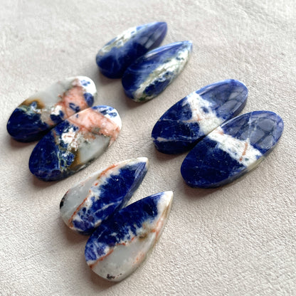 Sodalite Cabochon Pairs Smooth - Choose your Pair (W11)