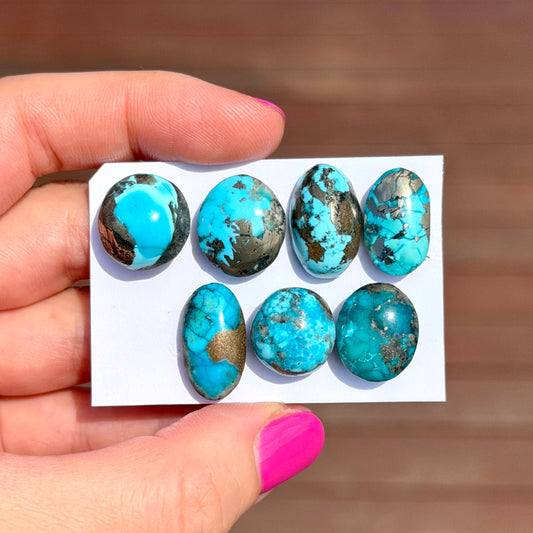 13-19mm Morenci Turquoise with Pyrite Cabochon Smooth - Choose your Stone (W5)