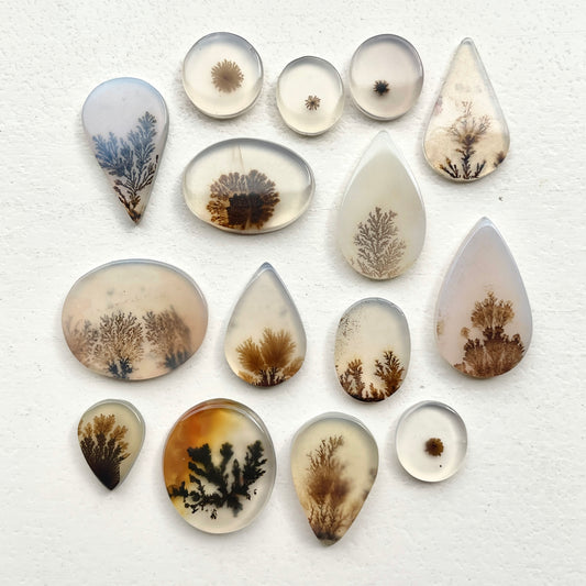 9-19mm Scenic Dendritic Agate Cabochon Smooth - Choose your Stone (G)