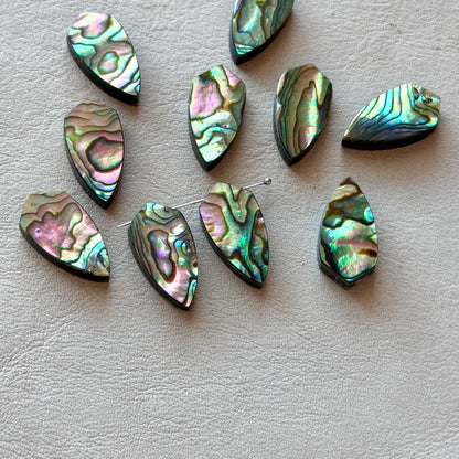20x10mm Abalone Paua Shell (Shield-shape) Briolettes (Flat back) - Set of 2 (W12)