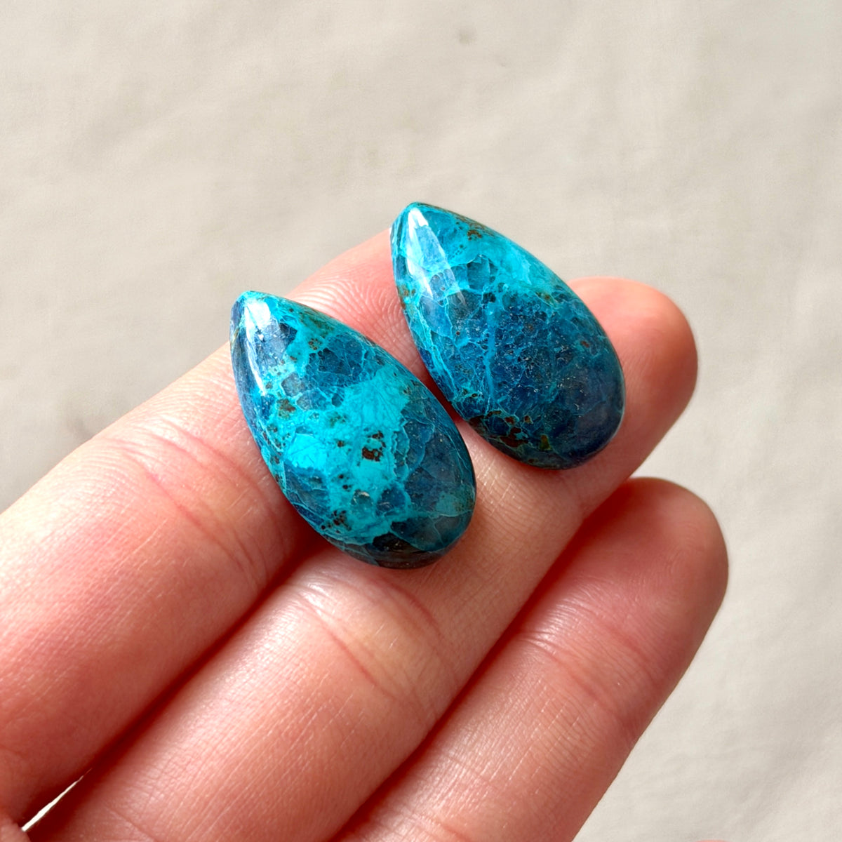 Shattuckite Cabochon Pair - Teardrop 25mm x 15mm (W14)
