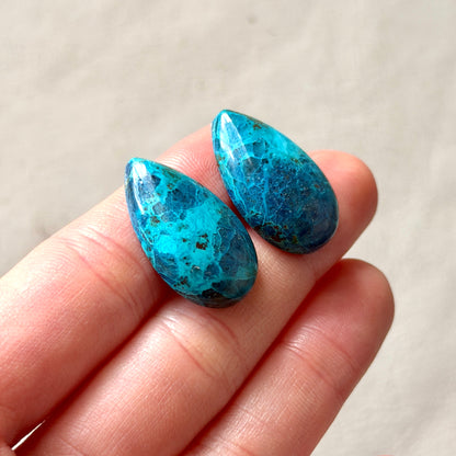 Shattuckite Cabochon Pair - Teardrop 25mm x 15mm (W14)