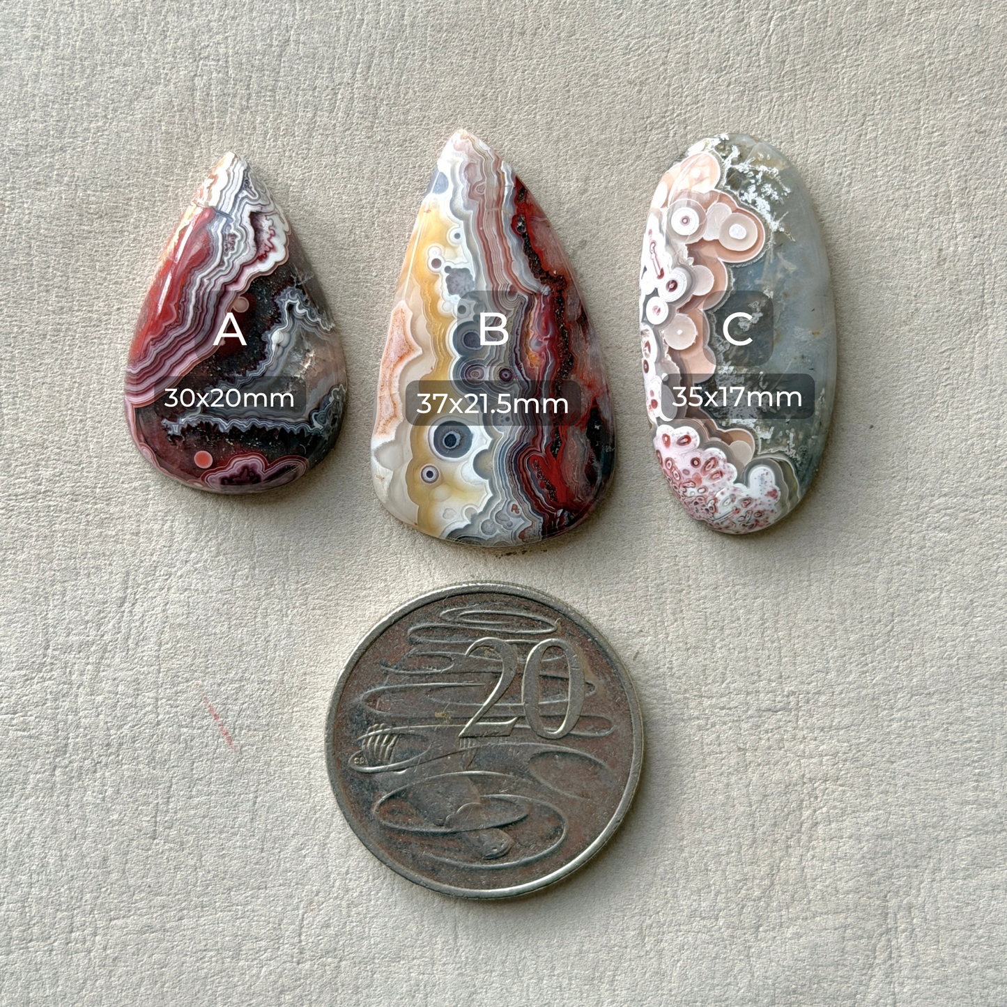 30-37mm Mexican Crazy Lace Agate Cabochon Smooth - Choose your Stone (W5)