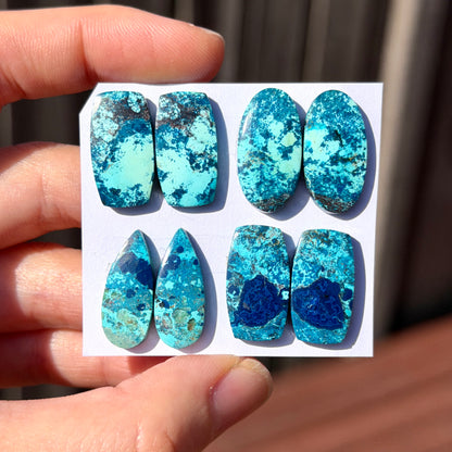 Chrysocolla Cabochon Pairs Smooth - Choose your Pair (W12)
