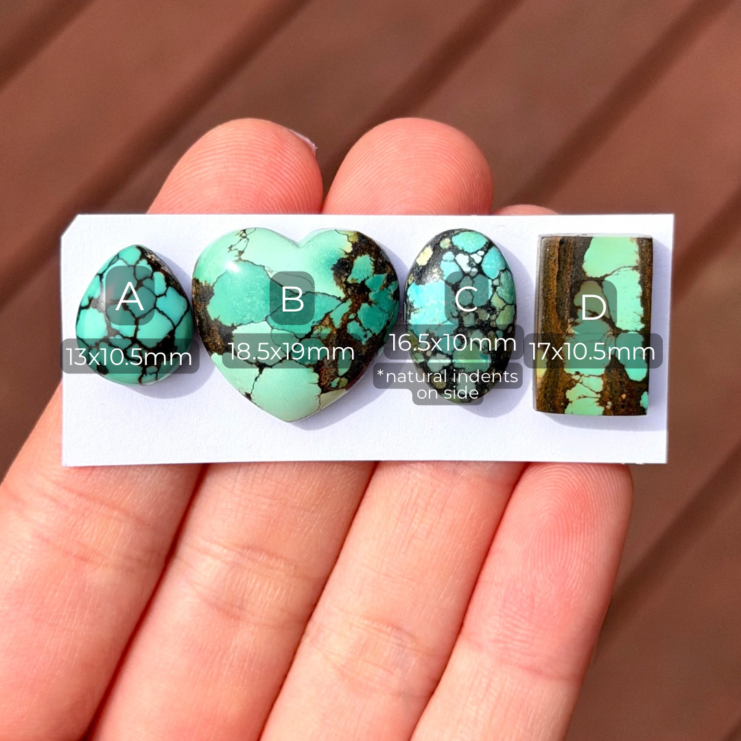 13-19mm Green Hubei Turquoise Cabochon Smooth (Backed) - Choose your Stone (W13)