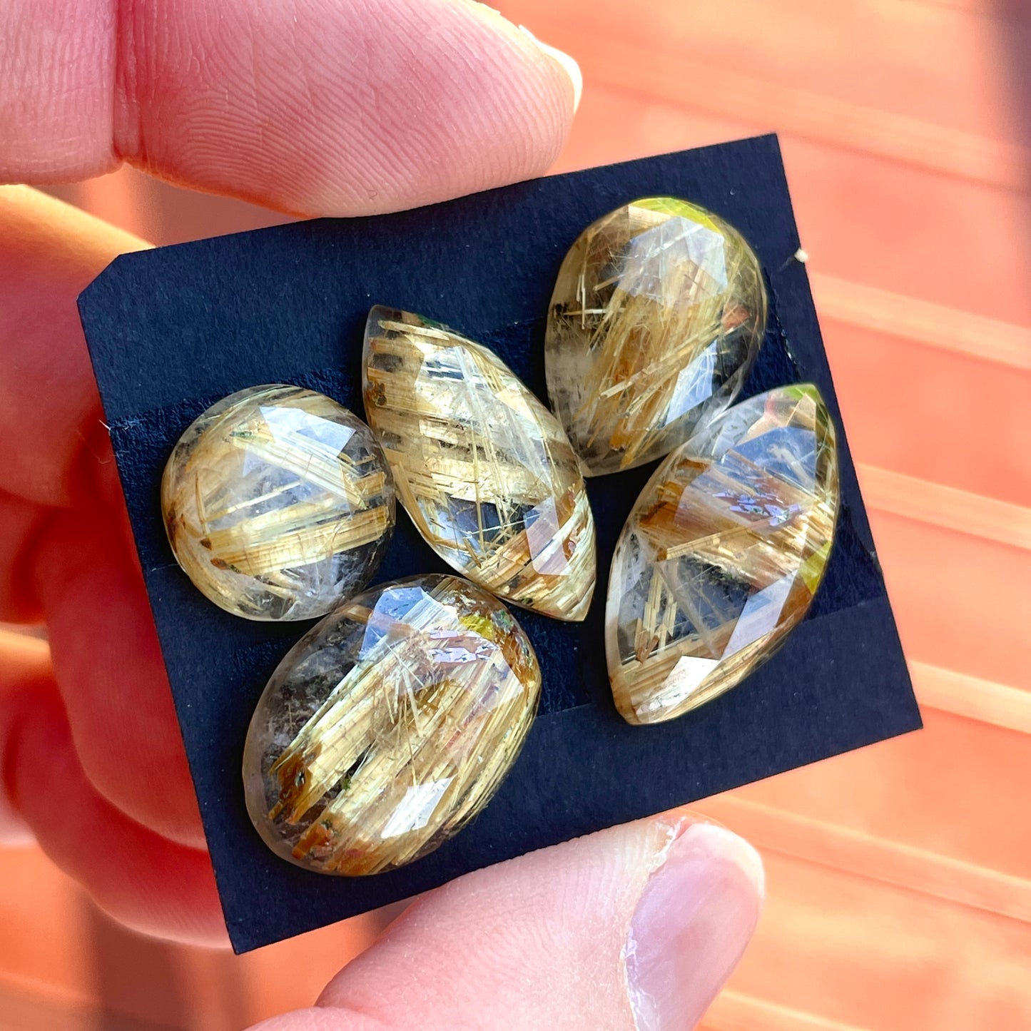 Gold Rutilated/Rutile Quartz Cabochon Rose cut - Choose your Stone (W10)