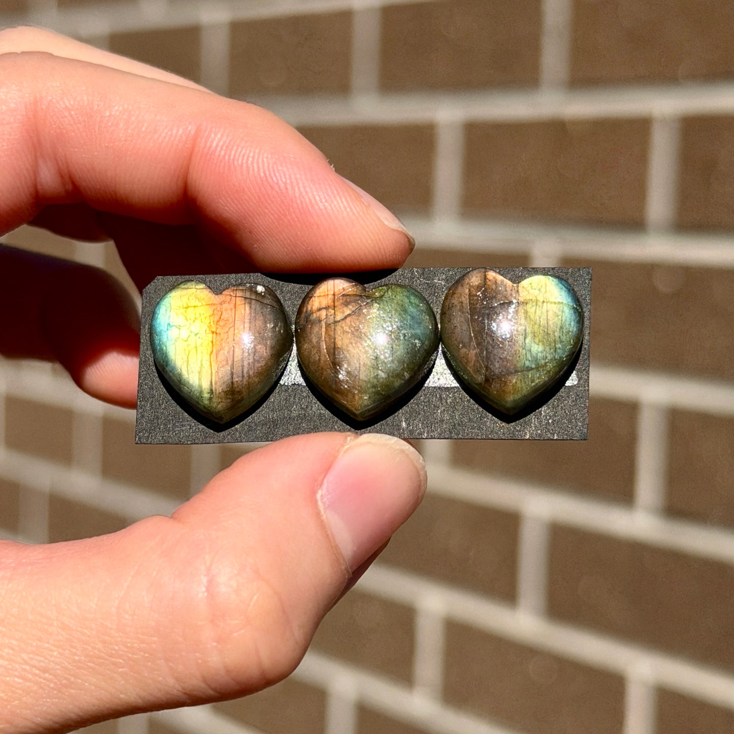 RARE Two-Tone (Sunset & Sunrise) Labradorite (Heart Cabochon Smooth 15x15mm - Choose your Stone (W13)
