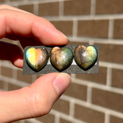 RARE Two-Tone (Sunset & Sunrise) Labradorite (Heart Cabochon Smooth 15x15mm - Choose your Stone (W13)