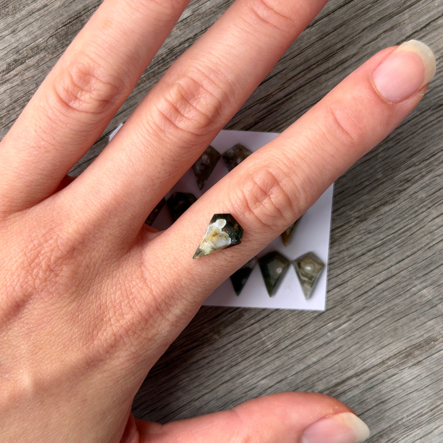 12x8mm Ocean Jasper Cabochon Kite Step cut - Choose your Stone (W11)