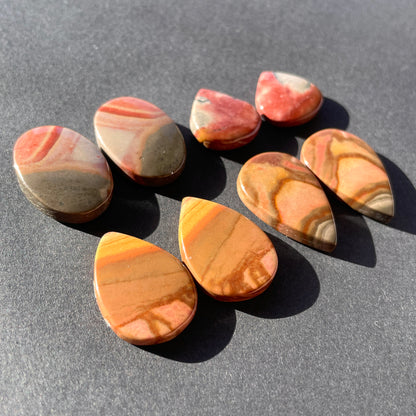 Polychrome Jasper Cabochon Pairs - Choose your Pair (B)(W3)