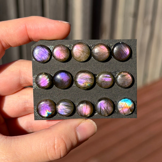 10-12mm Purple & Pink Labradorite Round Cabochon Smooth - Choose your Stone (W2)