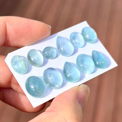 7-12mm Aquamarine Cabochon Smooth - Choose your Stone (W3)