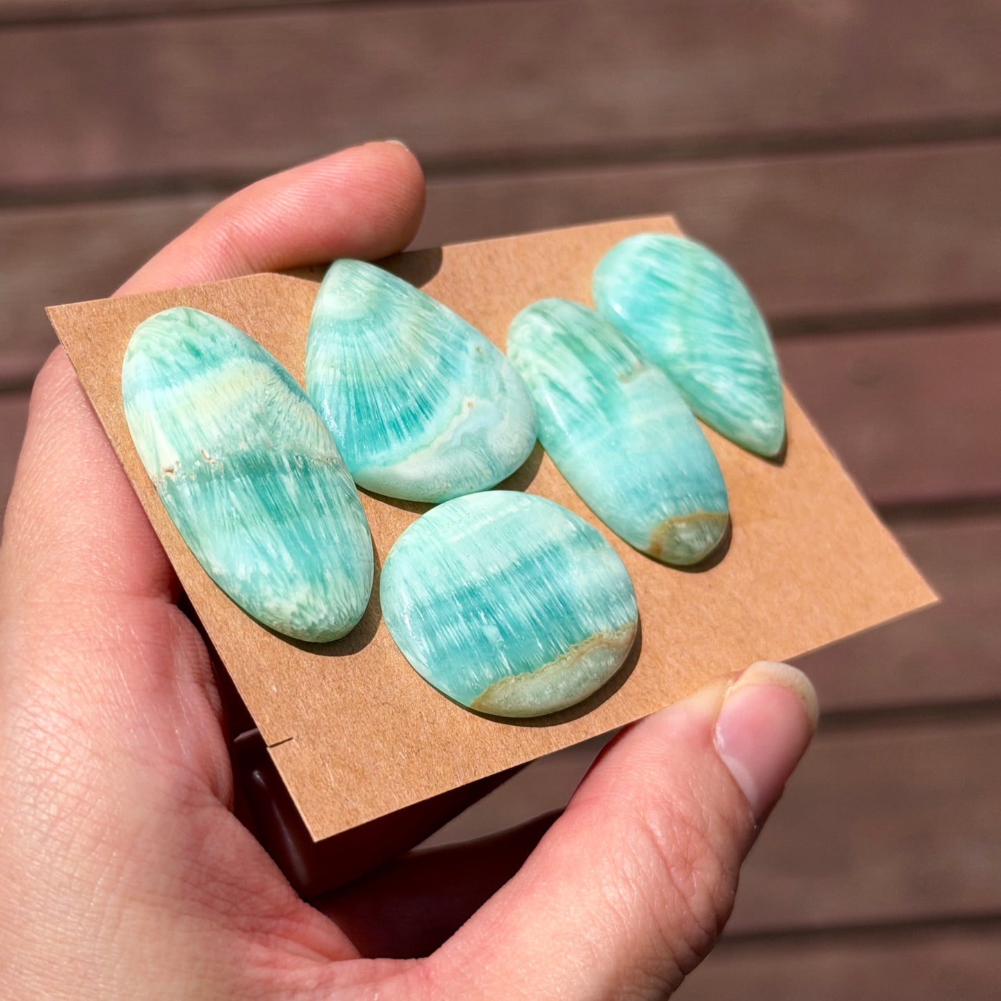 28-35mm Blue Carribean Calcite Cabochon Smooth - Choose your Stone (W12)