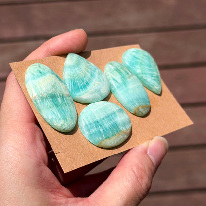 28-35mm Blue Carribean Calcite Cabochon Smooth - Choose your Stone (W12)