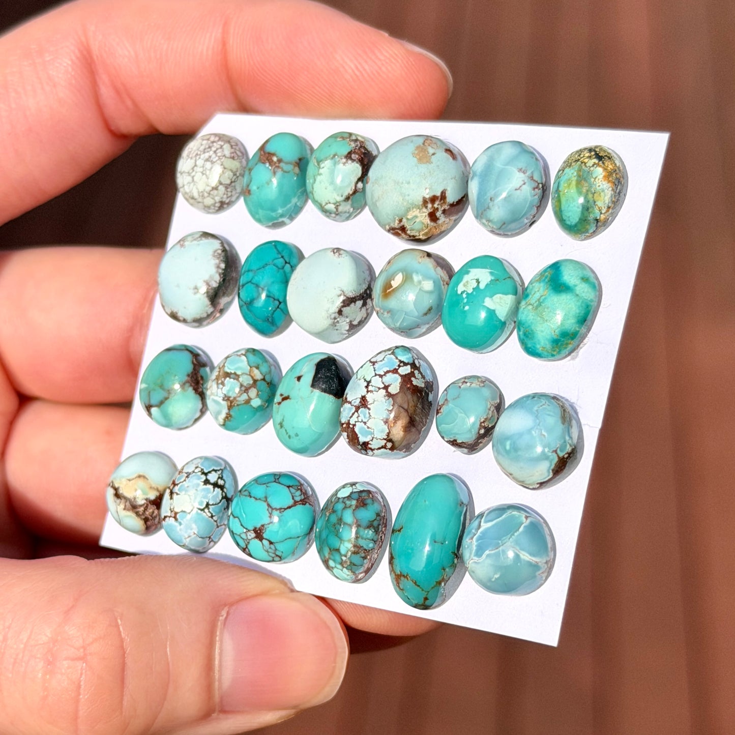 Gobi Desert Turquoise Mini Cabochon Smooth (Backed) - Choose your Stone (W16-A)