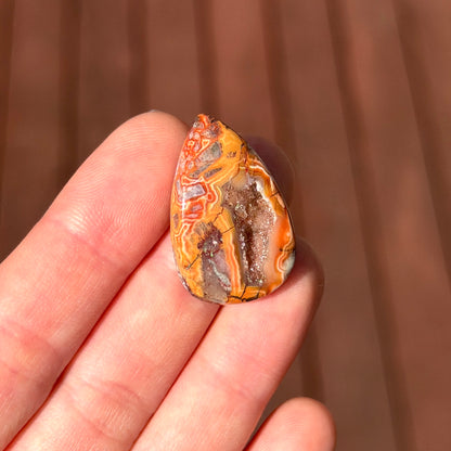 Crazy Lace Agate Druzy Cabochon - 28.5 x 18.5mm - W9