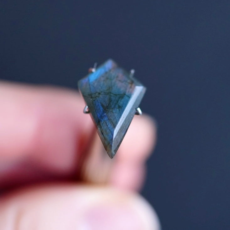 Blue Labradorite Faceted Kite (Pavilion Back) - 19.5x12.5mm (W11)