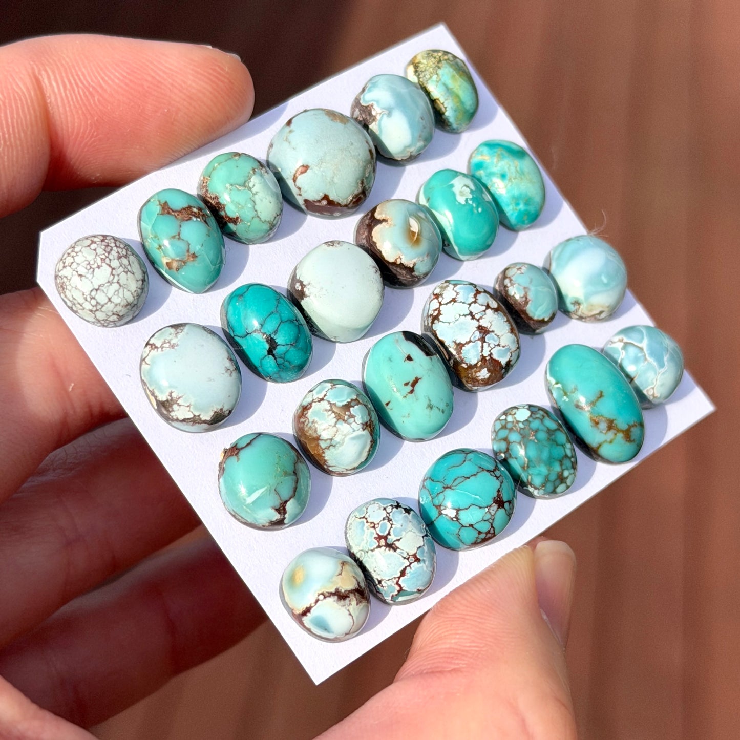 Gobi Desert Turquoise Mini Cabochon Smooth (Backed) - Choose your Stone (W16-A)