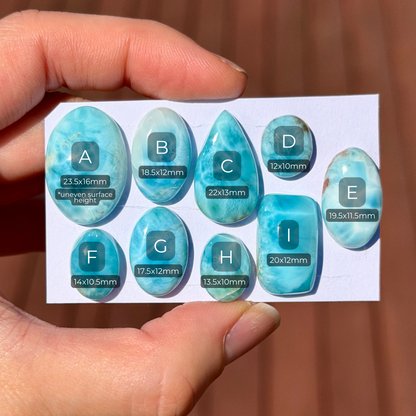 12-24mm Gemmy Blue Larimar Cabochon Smooth - Choose your Stone (W2)