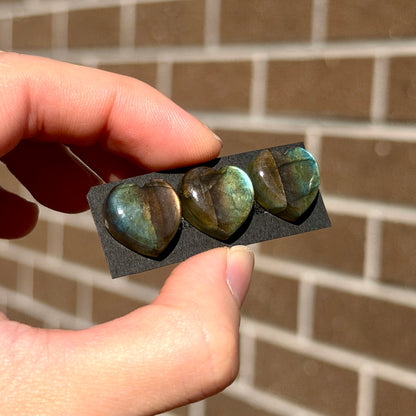 RARE Two-Tone (Sunset & Sunrise) Labradorite (Heart Cabochon Smooth 15x15mm - Choose your Stone (W13)