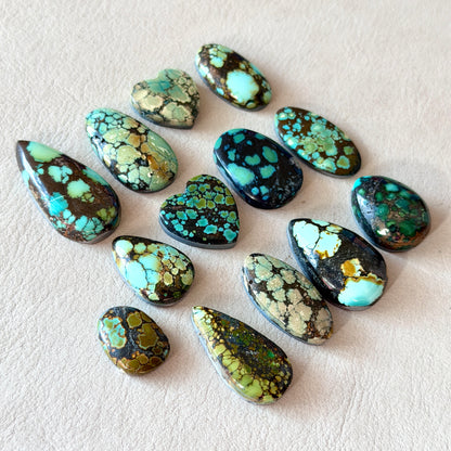 Bamboo Mountain Hubei Turquoise Cabochon Smooth (Backed) - Choose your Stone (W15-C)