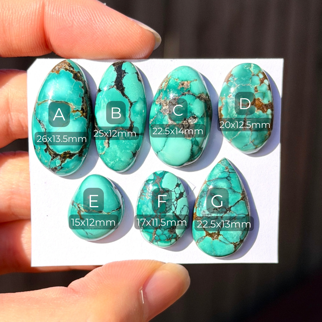 Emerald Green Hubei Turquoise (Backed) Cabochon Smooth - Choose your Stone (W15)