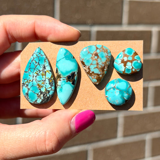 14-32mm Blue Cloud Mountain Hubei Turquoise Cabochon Smooth (Backed) - Choose your Stone (W1)