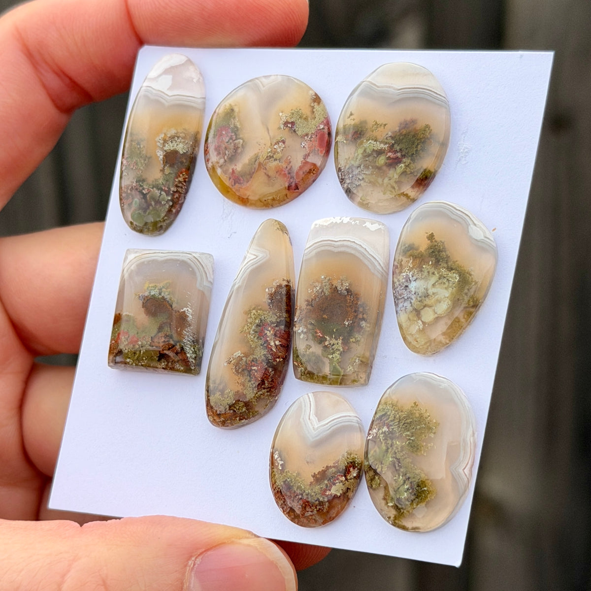 Mini Banded Moss Agate with Chalcedony (Nebula Agate) Cabochon Smooth  - Choose your Stone (W17)
