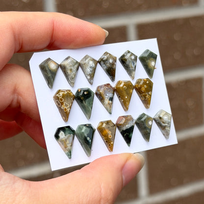 12x8mm Ocean Jasper Cabochon Kite Step cut - Choose your Stone (W11)