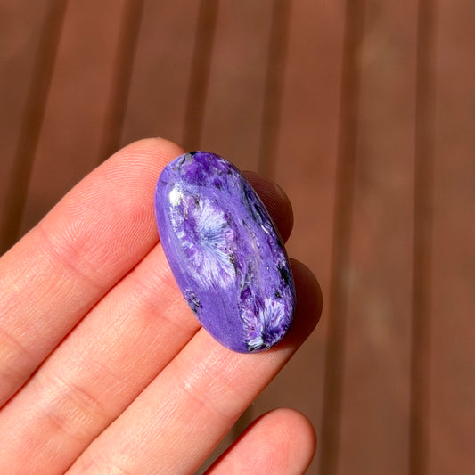 ‘Flower’ Chatoyant Charoite Oval Cabochon - 32.5 x 17mm - W13