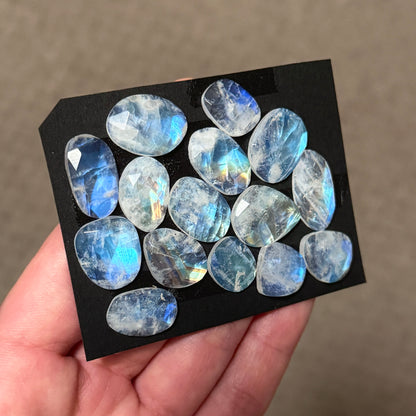 12-19mm Rainbow Moonstone Cabochon Rose cut - Choose your Stone (W8)