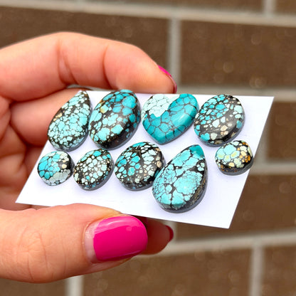 9-20mm Blue Yungai (Cloud Mountain) Hubei Turquoise Cabochon Smooth (Backed) - Choose your Stone (W8)