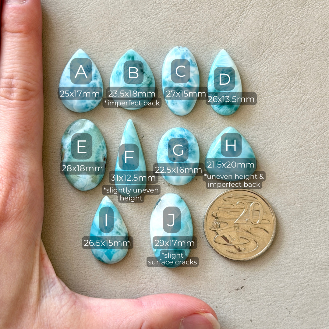 21-31mm High-grade Blue Larimar Cabochon Smooth - Choose your Stone (W9)