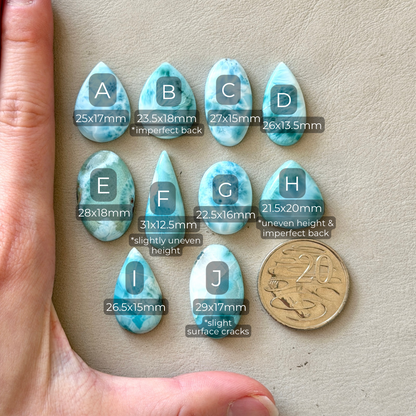 21-31mm High-grade Blue Larimar Cabochon Smooth - Choose your Stone (W9)