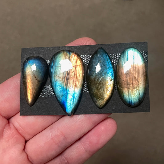 27-36mm Sunset (Blue & Yellow) Labradorite Cabochon Smooth  - Choose your Stone (W8)