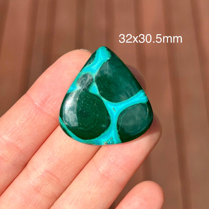 Malachite Chrysocolla Teardrop Cabochon - 32 x 30.5mm (W8)