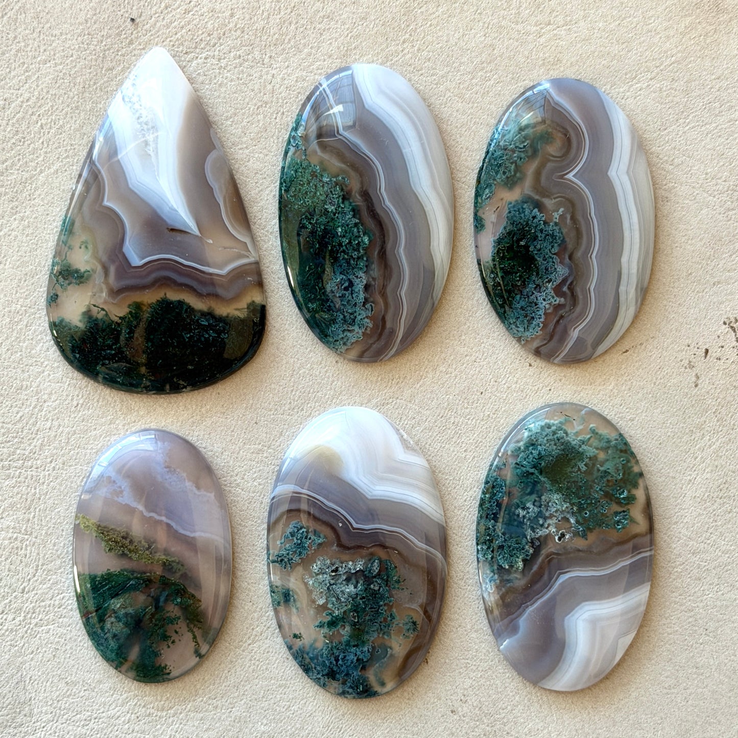Moss Agate & Botswana Agate (Combo) Cabochon Smooth - Choose your Stone (W1)