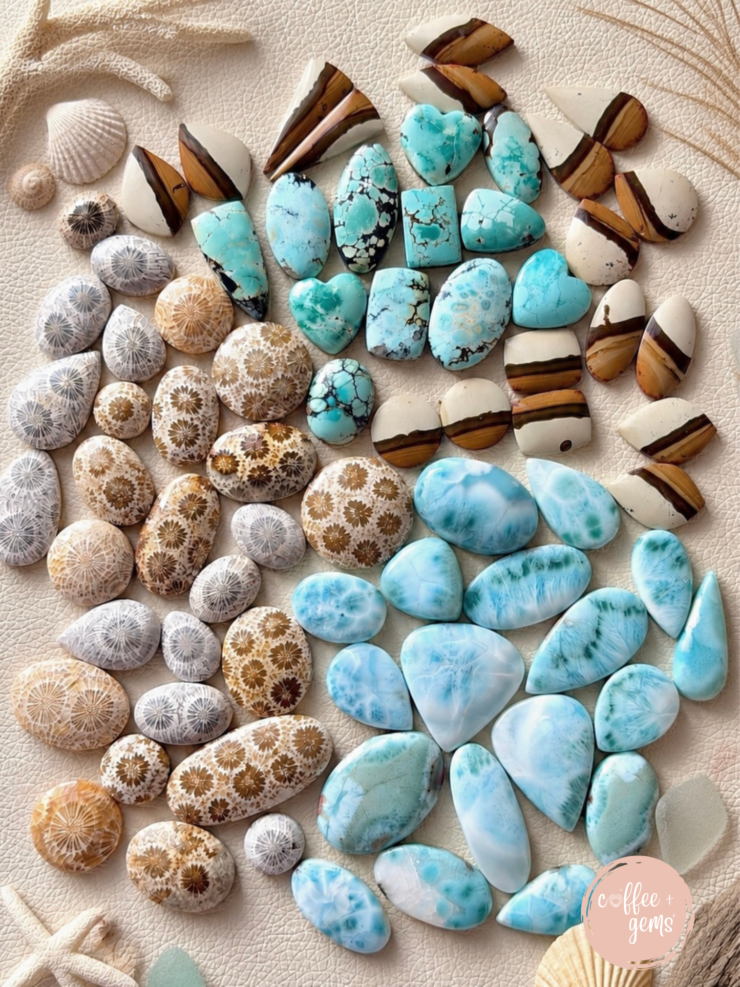 Ivory/Cream Polychrome Jasper Cabochon Pairs - Choose your Pair (W9)