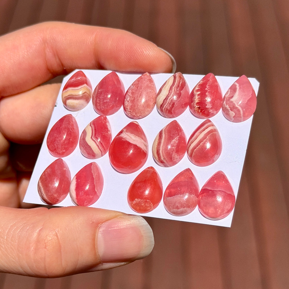 Mini Rhodochrosite Cabochon Teardrop Smooth - Choose your Stone (W5)