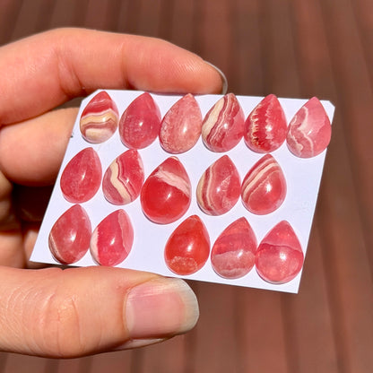 Mini Rhodochrosite Cabochon Teardrop Smooth - Choose your Stone (W5)