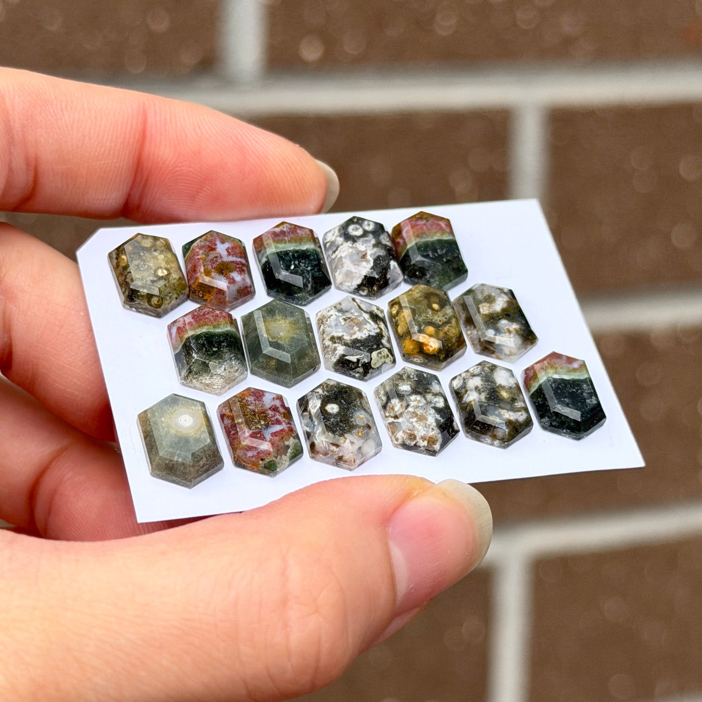 12x8mm Ocean Jasper Cabochon Hexagonal Step cut - Choose your Stone (W11)