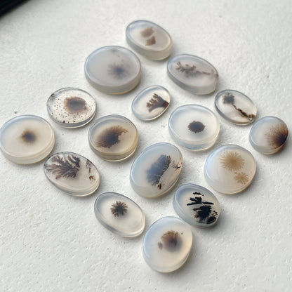 7-15mm Scenic Dendritic Agate Cabochon Smooth - Choose your Stone (B)